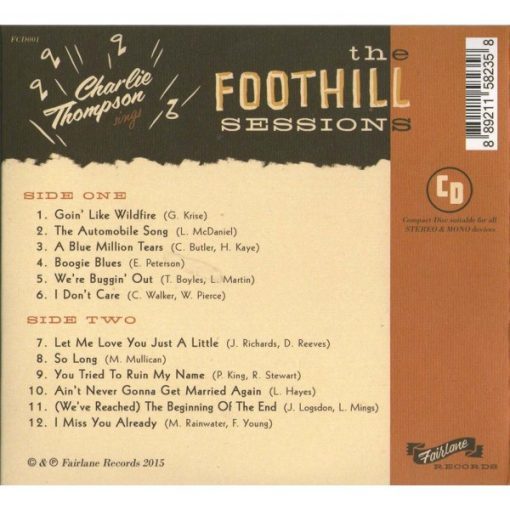 Charlie Thompson  -  The Foothill Sessions ( CD ) - Image 2