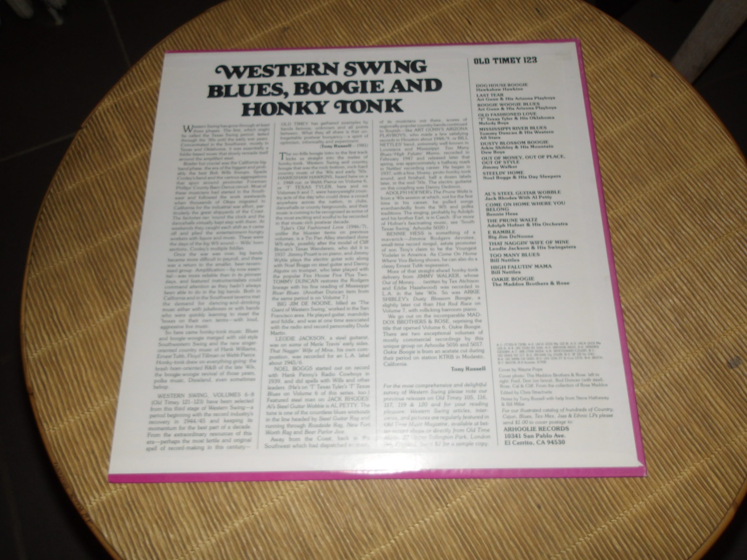 LP Various – Western Swing, Blues, Boogie And Honky Tonk (Volume 8 - The 1940’s & ’50’s) Old Timey Records – OT 123 – Image 2