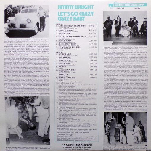 Jimmy Wright – Let's Go Crazy Crazy Baby  ( Vinyl, LP, ) Saxophonograph – BM-1301 - Image 2