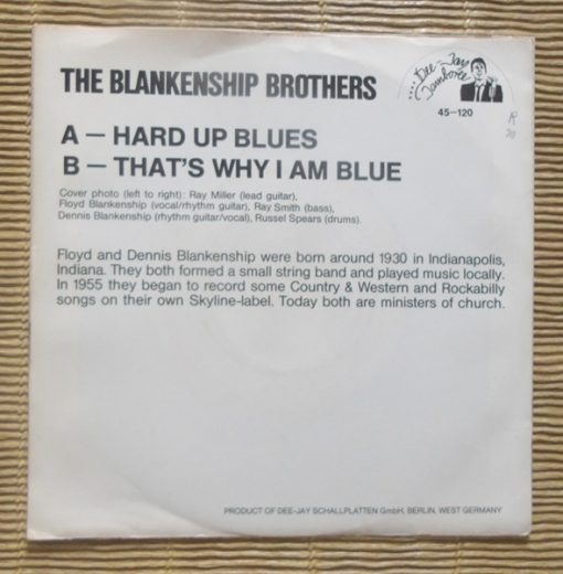 The Blankenship Brothers – Hard Up Blues (Vinyl, 7" )Dee Jay Jamboree – 45-120 – Image 2