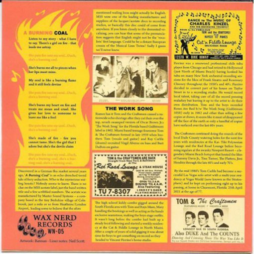 Artist Unknow– A Burning Coal /  Tom & The Craftsmen – The Work Song (Vinyl, 7")Wax Nerd Records – WN-05 – Image 2